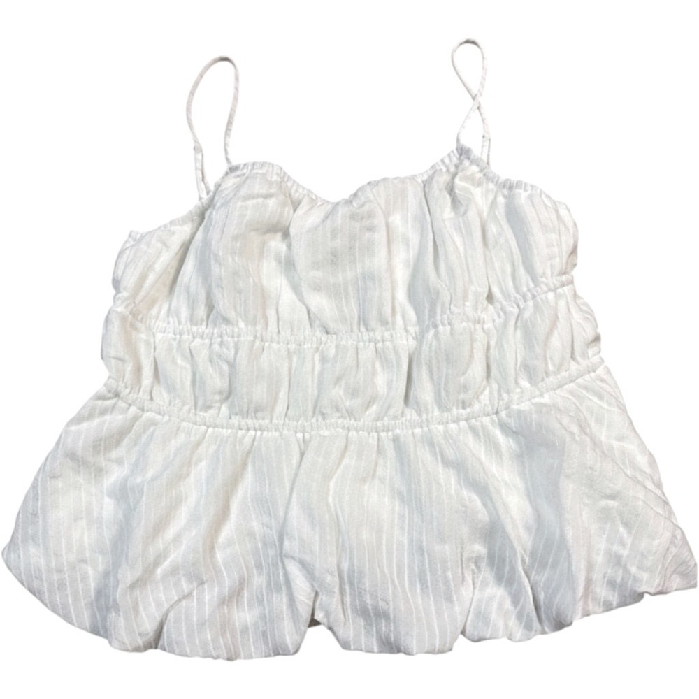 White Textured Tie-Back Peplum Camisole Womens L Coquette
Festival Babydoll